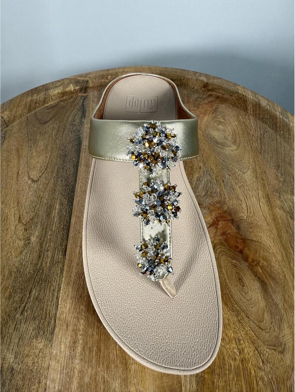 FitFlop Galaxy Toe Wedge Flip Flop Women’s US 9 Platino Sandals NWB - Picture 8 of 12